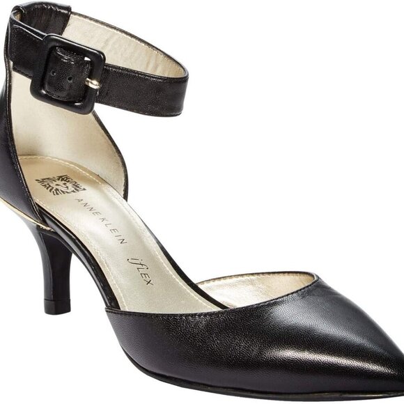 Women Women\'s Leather Ankle Wrap Dress Pumps 7.5 Black Rubber Sole Elegant Stylish
